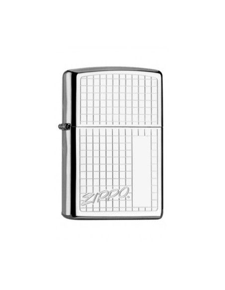 Αναπτήρας Zippo Chrome με τετράγωνα χαραγμένα