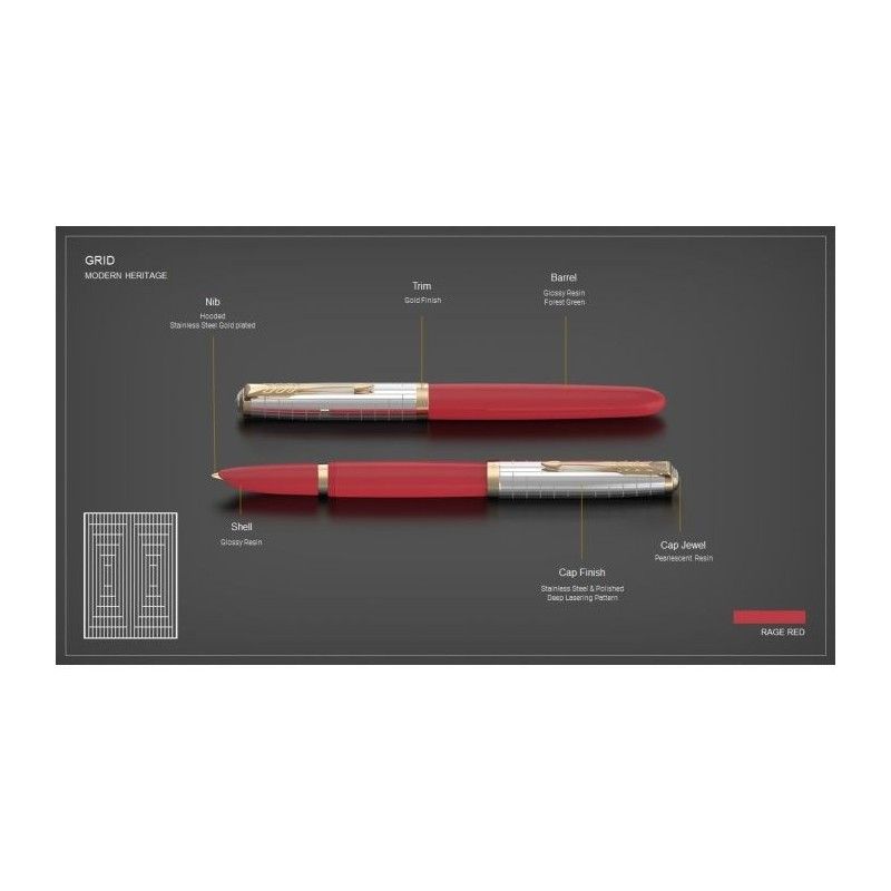 PARKER 51 PRM RAGE RED GT FP M