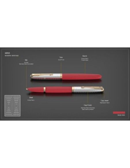 PARKER 51 PRM RAGE RED GT FP M